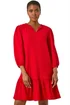 Roman Red Textured V-Neck Frill Hem Smock Dress - 22 Image 1