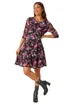 Roman Pink Petite Floral Print Lace Stretch Dress - 10 Image 2