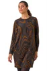 Roman Tan Textured Swirl Pattern Stretch Cocoon Dress - 20 Image 1