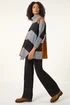 Roman Brown Stripe Colour Block Knit Poncho - One Size Image 3