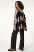 Roman Brown Stripe Colour Block Knit Poncho - One Size Image 4