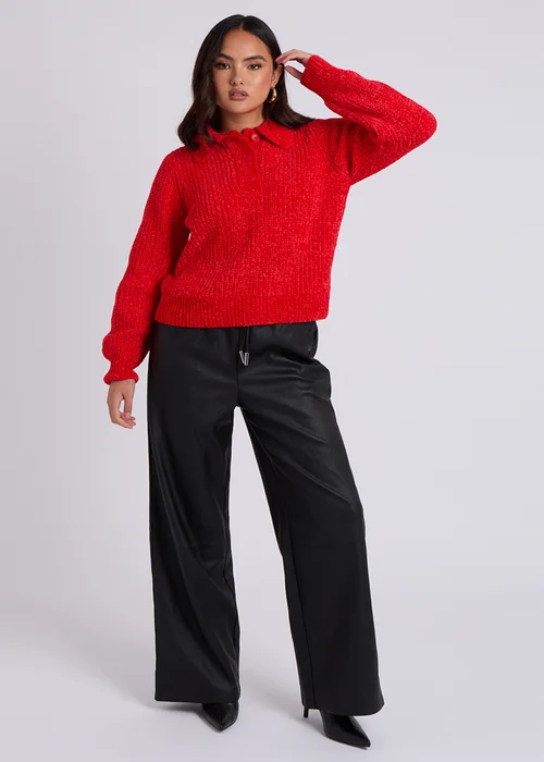 Urban Bliss Red Chenile Button Jumper - S Image 4