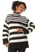Roman Black Petite Stripe High Neck Jumper - Size 8 Image 1