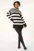 Roman Black Petite Stripe High Neck Jumper - Size 8 Image 3