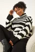 Roman Black Petite Stripe High Neck Jumper - Size 8 Image 2