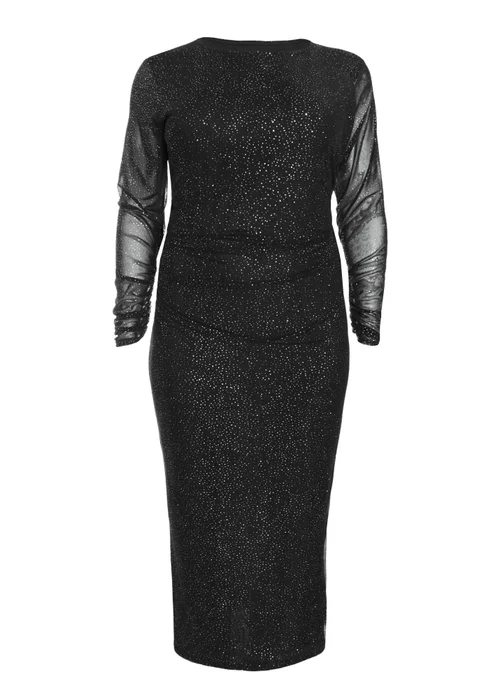 Quiz Black Curve Glitter Mesh Midaxi Dress - 16 Image 4