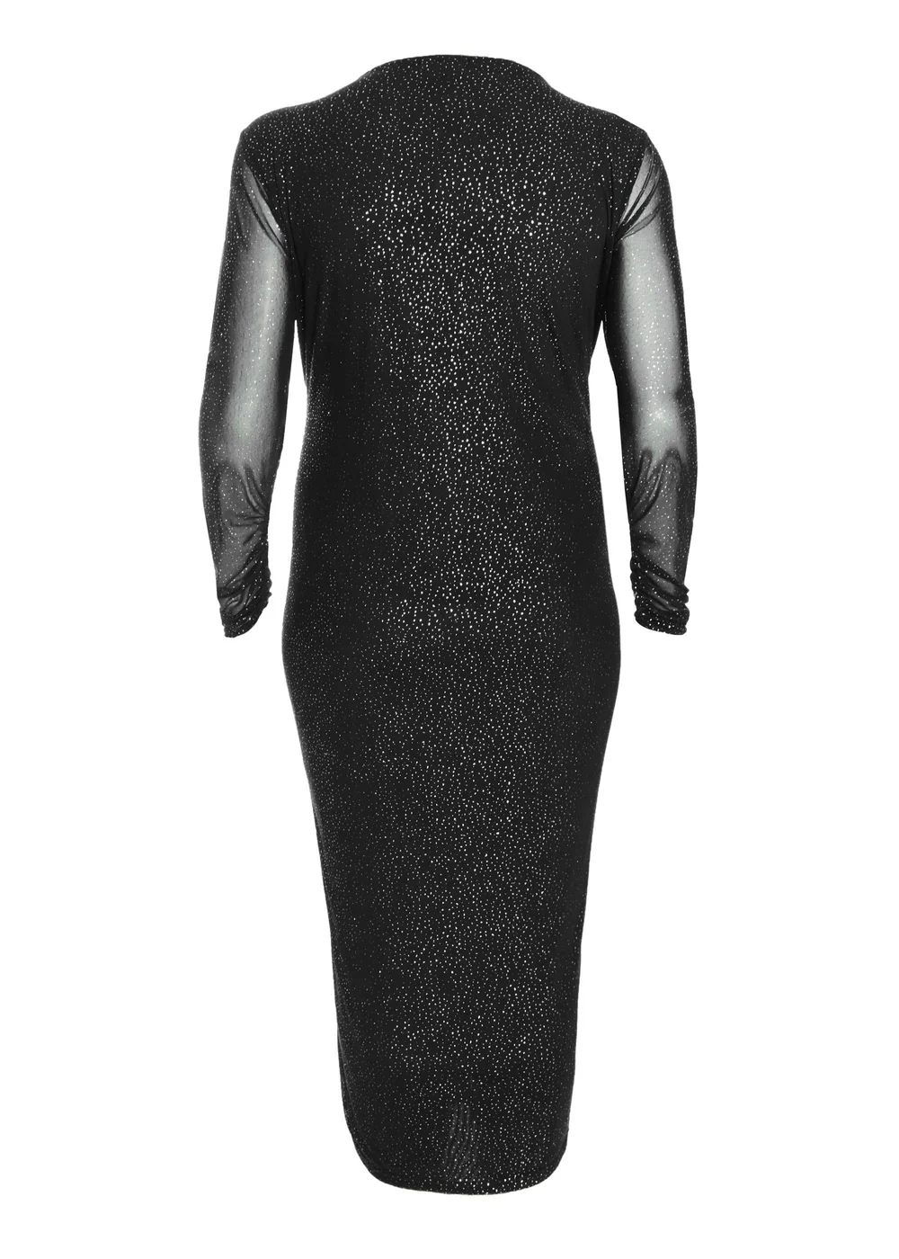 Quiz Black Curve Glitter Mesh Midaxi Dress - 16 Image 5
