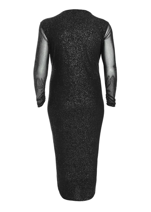 Quiz Black Curve Glitter Mesh Midaxi Dress - 16 Image 5