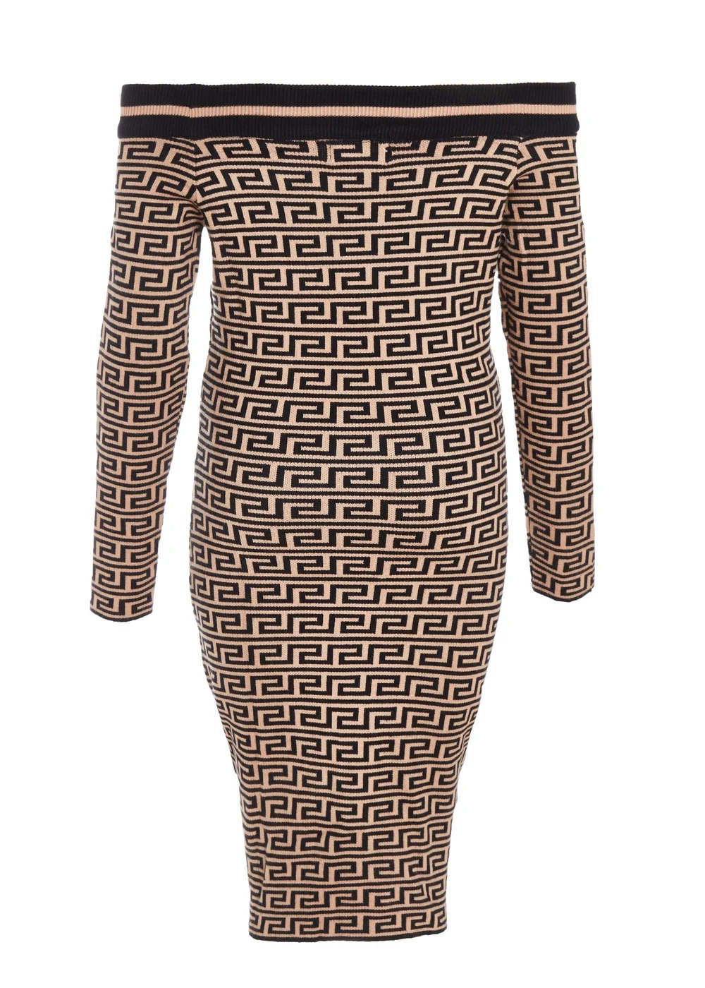 Quiz Black Geometric Bardot Mini Dress - S Image 5