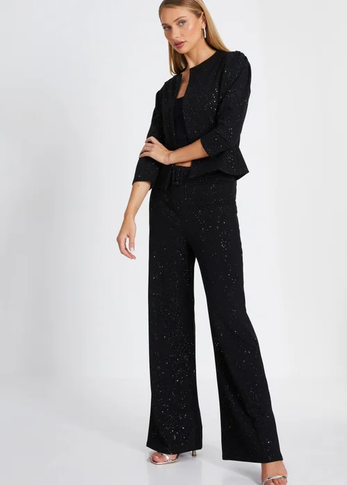 Quiz Black Glitter Cropped Jacket - 6 Image 3