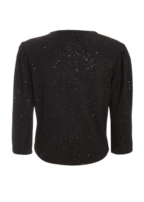 Quiz Black Glitter Cropped Jacket - 6 Image 5