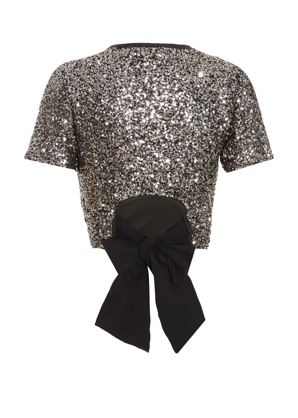Quiz Black Sequin Crop Top - 6 Image 5