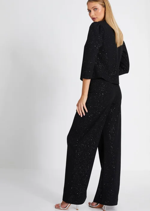 Quiz Black Glitter Palazzo Trousers - 6 Image 2