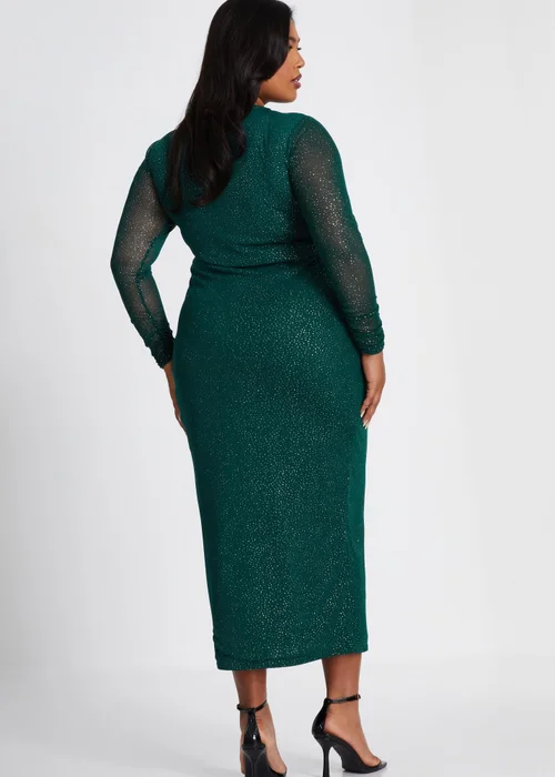 Quiz Green Curve Glitter Mesh Midaxi Dress - 16 Image 2
