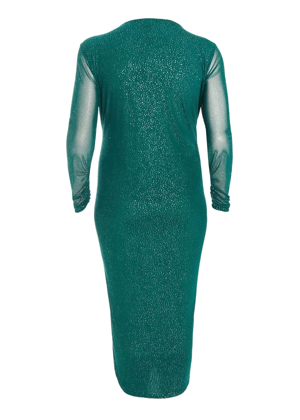 Quiz Green Curve Glitter Mesh Midaxi Dress - 16 Image 5