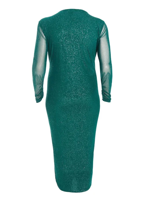 Quiz Green Curve Glitter Mesh Midaxi Dress - 16 Image 5