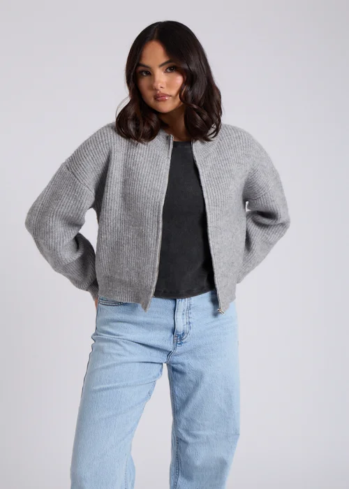 Urban Bliss Grey Zip Through Cardigan - S Image 1