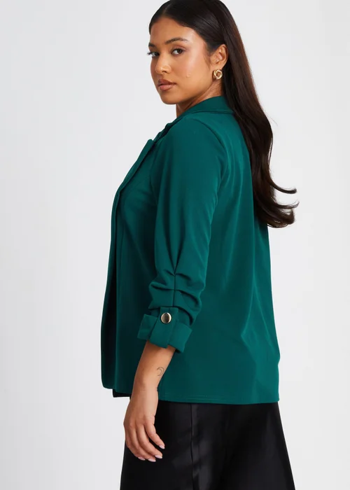 Quiz Green Petite Ruched Sleeve Blazer - 6 Image 2