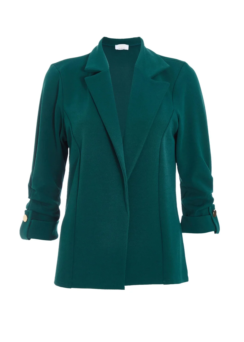 Quiz Green Petite Ruched Sleeve Blazer - 6 Image 4