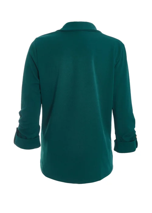 Quiz Green Petite Ruched Sleeve Blazer - 6 Image 5