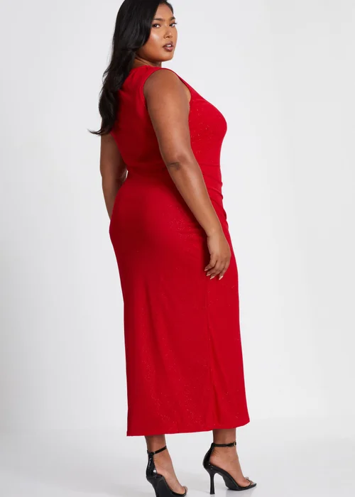 Quiz Red Curve Glitter Mesh Midaxi Dress - 16 Image 2