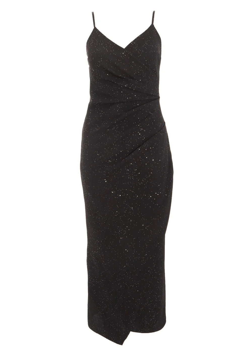 quiz black glitter dress QUIZ Women's Sequin Bandeau Sweetheart Bow Back Maxi Dress