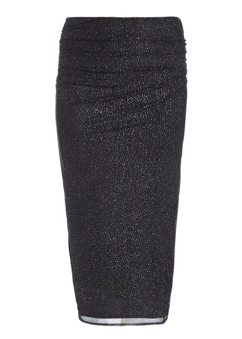 Quiz Black Curve Glitter Mesh Midaxi Skirt - Size 16 Image 4