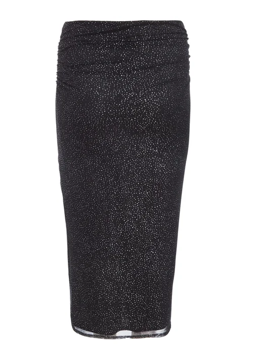 Quiz Black Curve Glitter Mesh Midaxi Skirt - Size 16 Image 5