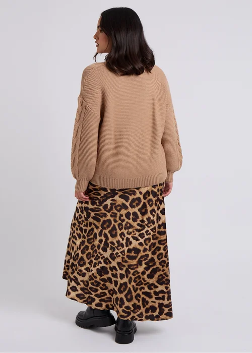 Urban Bliss Camel Cable & Textured Crew Jumper - S Image 2