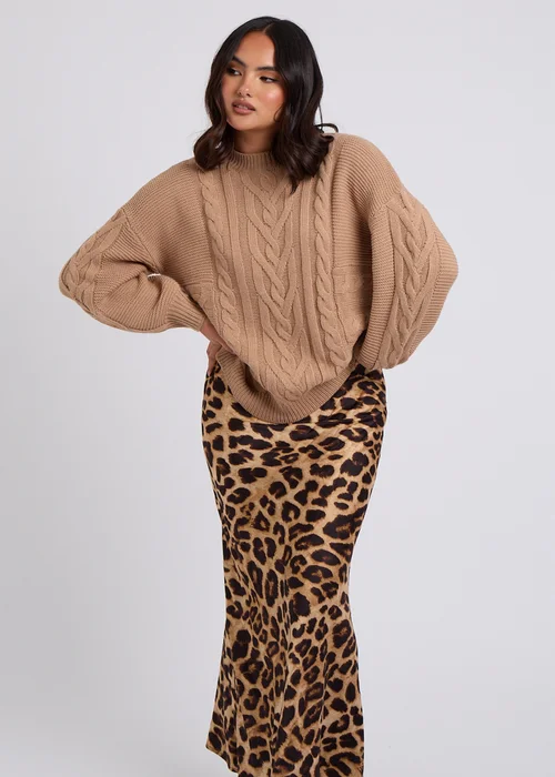 Urban Bliss Camel Cable & Textured Crew Jumper - S Image 3