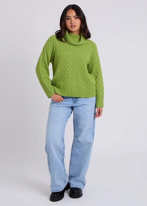 Urban Bliss Green Honeycomb Cable Roll Neck Jumper - S Image 4