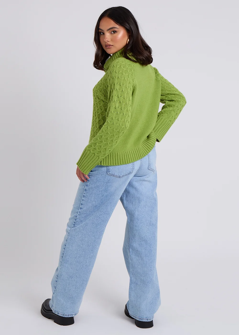 Urban Bliss Green Honeycomb Cable Roll Neck Jumper - S Image 2