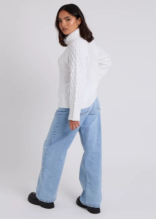 Urban Bliss Cream Honeycomb Cable Roll Neck Jumper - Small Image 2