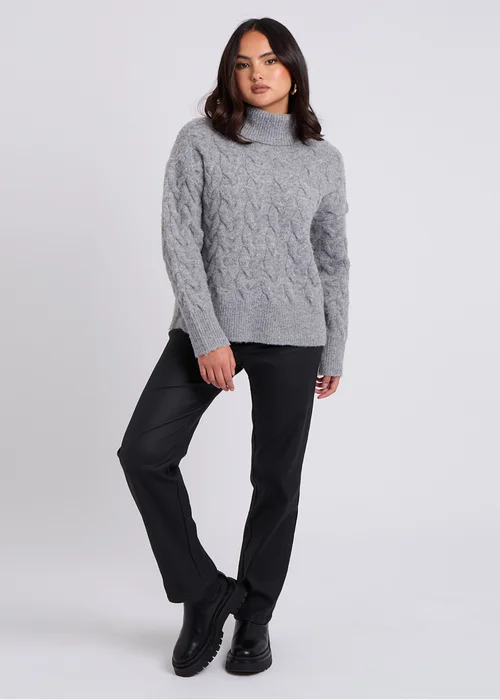 Urban Bliss Grey Cable Roll Neck Jumper - S Image 4