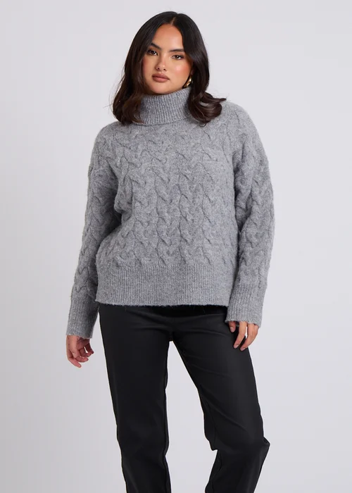 Urban Bliss Grey Cable Roll Neck Jumper - S Image 1