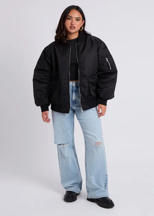 Urban Bliss Black Oversized Bomber - 8 Image 4