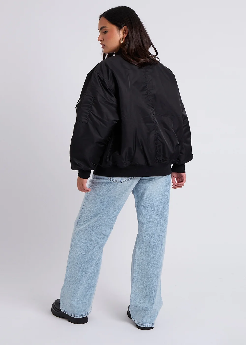Urban Bliss Black Oversized Bomber - 8 Image 2