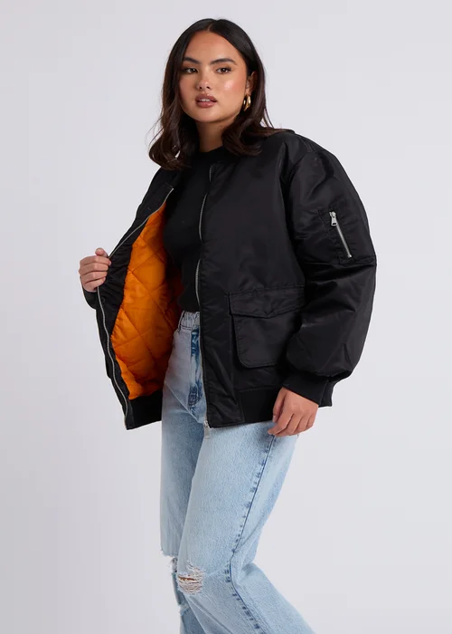 Urban Bliss Black Oversized Bomber - 8 Image 3