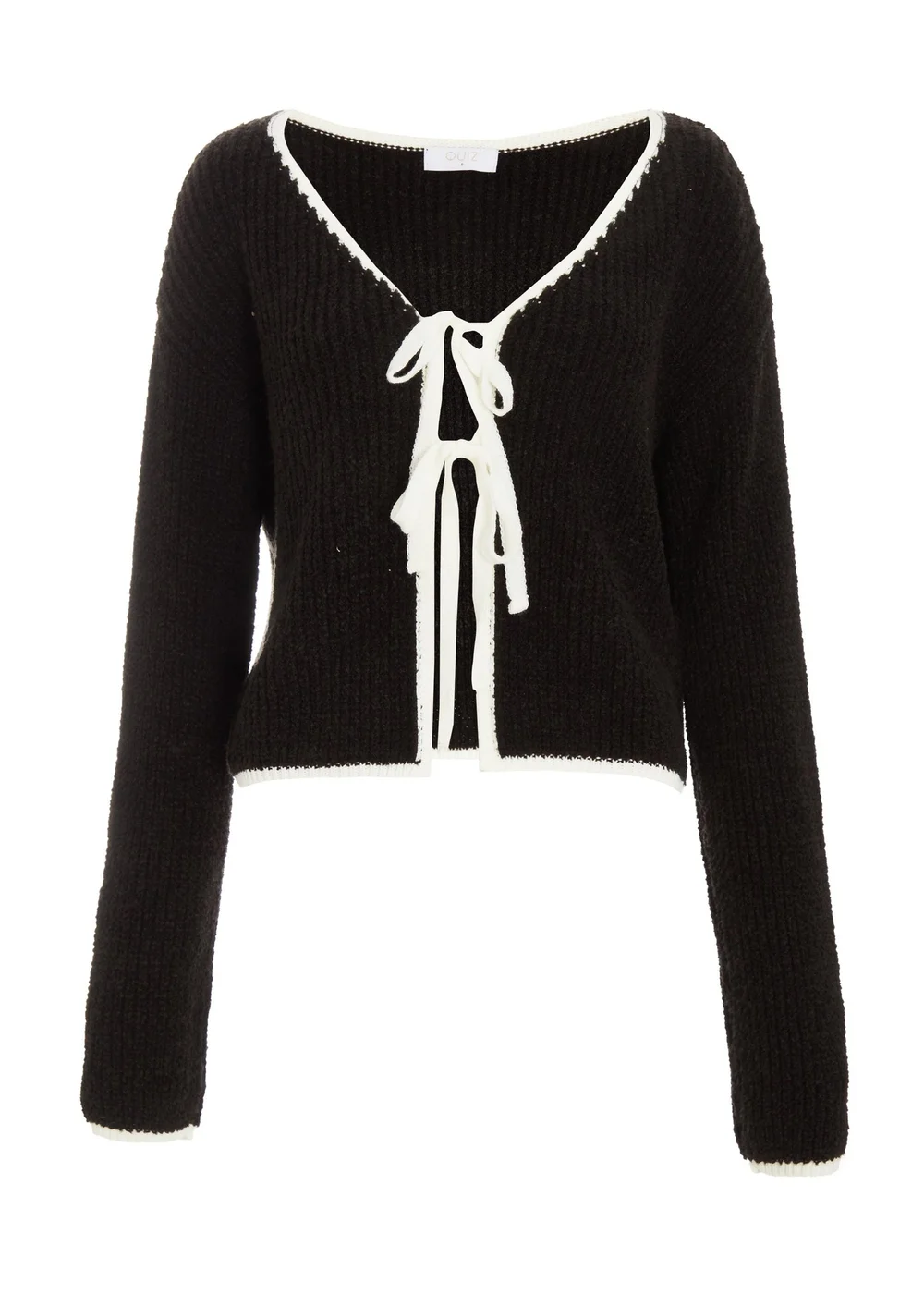 Quiz Black Knit Tie Front Cardigan - S Image 4