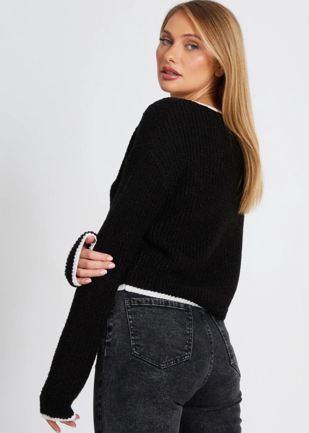 Quiz Black Knit Tie Front Cardigan - S Image 2
