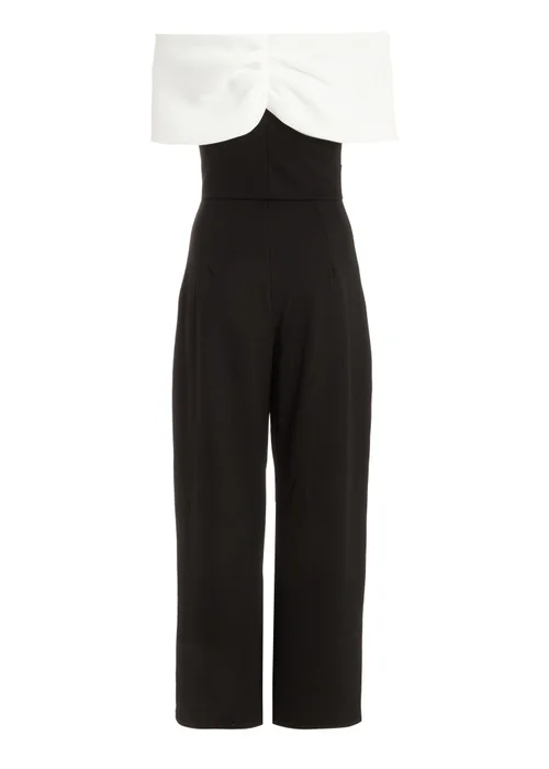 Quiz Black Petite Contrast Bardot Palazzo Jumpsuit - Size 6 Image 5
