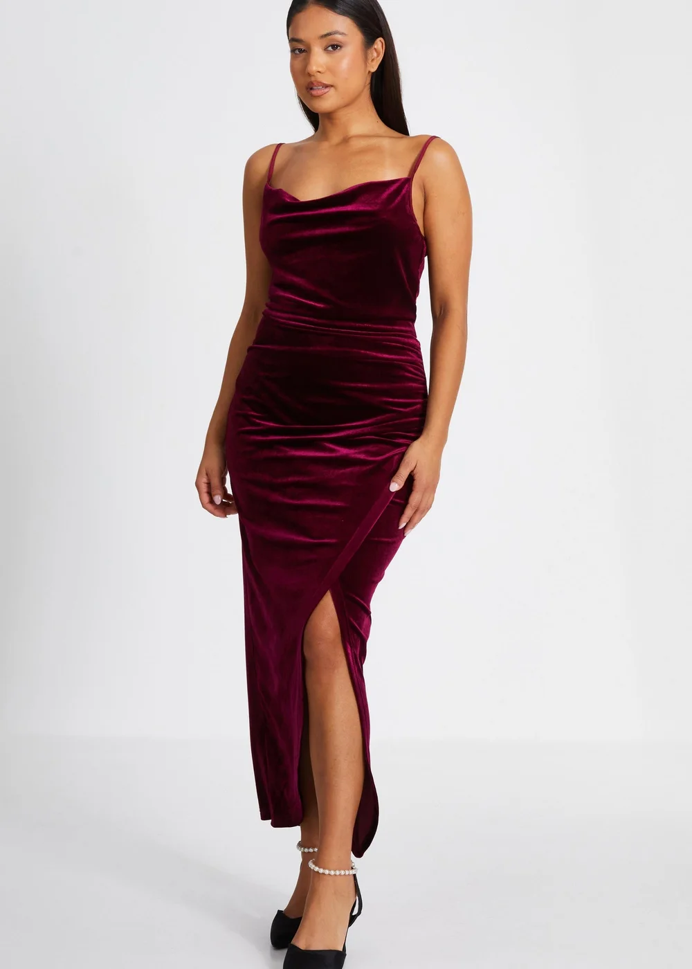 Quiz Red Petite Cowl Neck Midaxi Dress - 6 Image 3