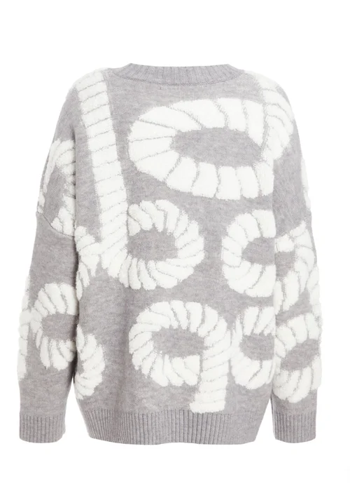 Quiz Grey Knit Printed Jumper - S Image 5