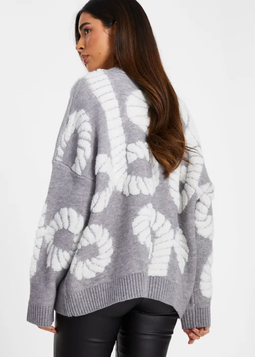 Quiz Grey Knit Printed Jumper - S Image 2