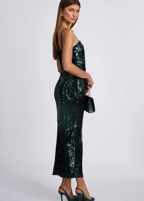 Quiz Green Sequin Midaxi Dress - 4 Image 2