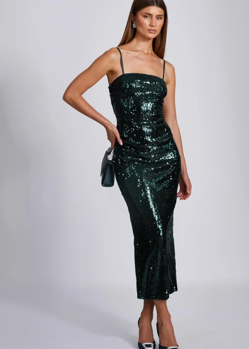 Quiz Green Sequin Midaxi Dress - 4 Image 1