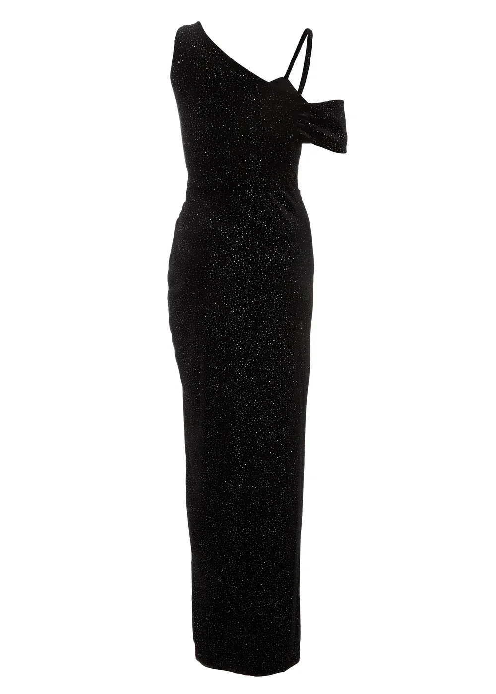 Quiz Black Velvet Glitter Maxi Dress - 6 Image 5