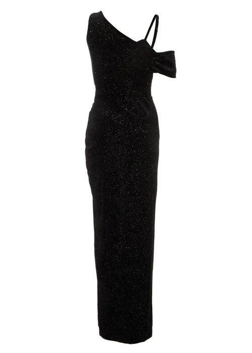 Quiz Black Velvet Glitter Maxi Dress - 6 Image 5