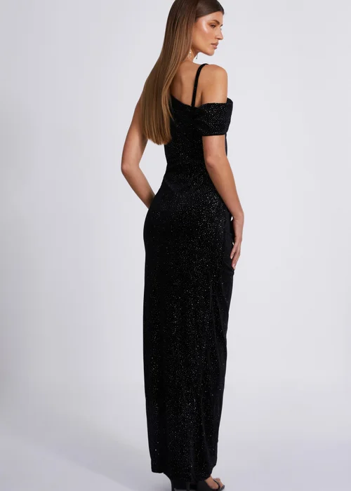 Quiz Black Velvet Glitter Maxi Dress - 6 Image 2