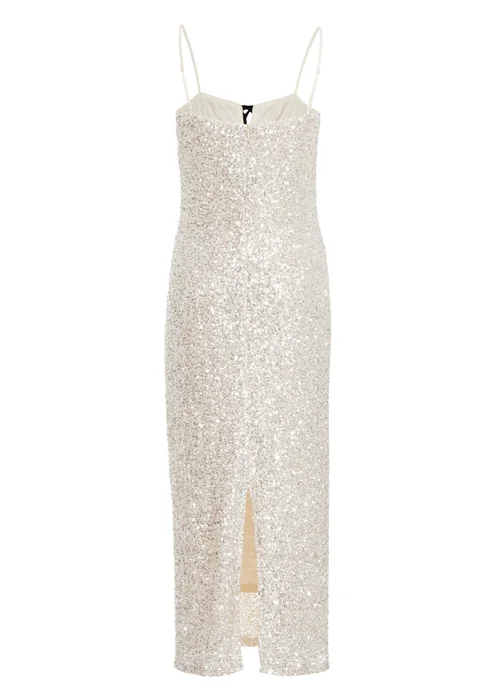 Quiz Silver Sequin Bow Front Midaxi Dress - 6 Image 5